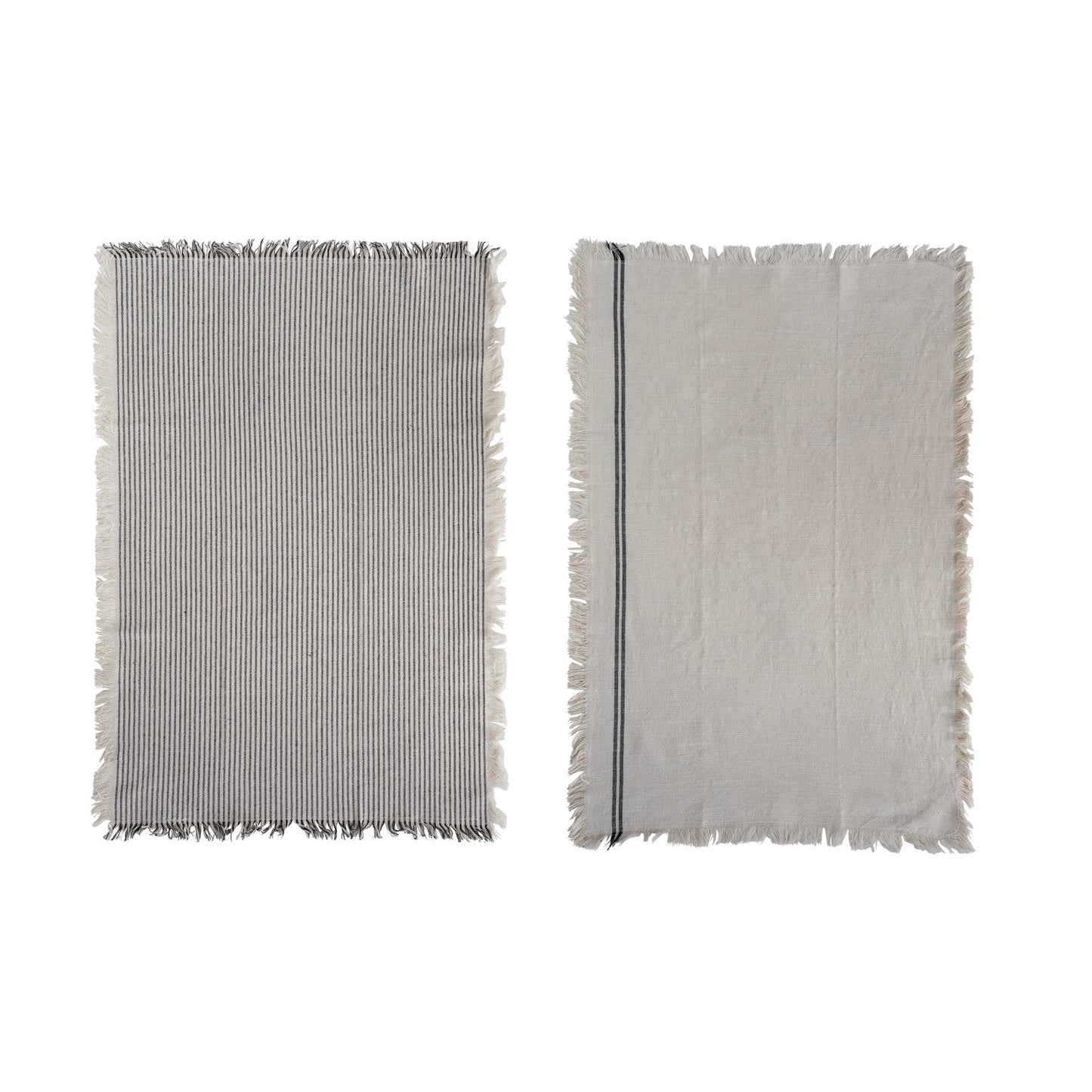 Fringe Black + Natural Towel Set