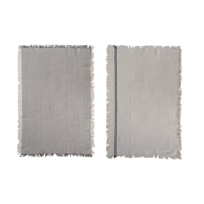 Fringe Black + Natural Towel Set