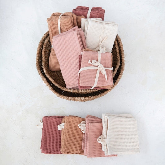 Woven Linen Waffle Dish Cloths Set