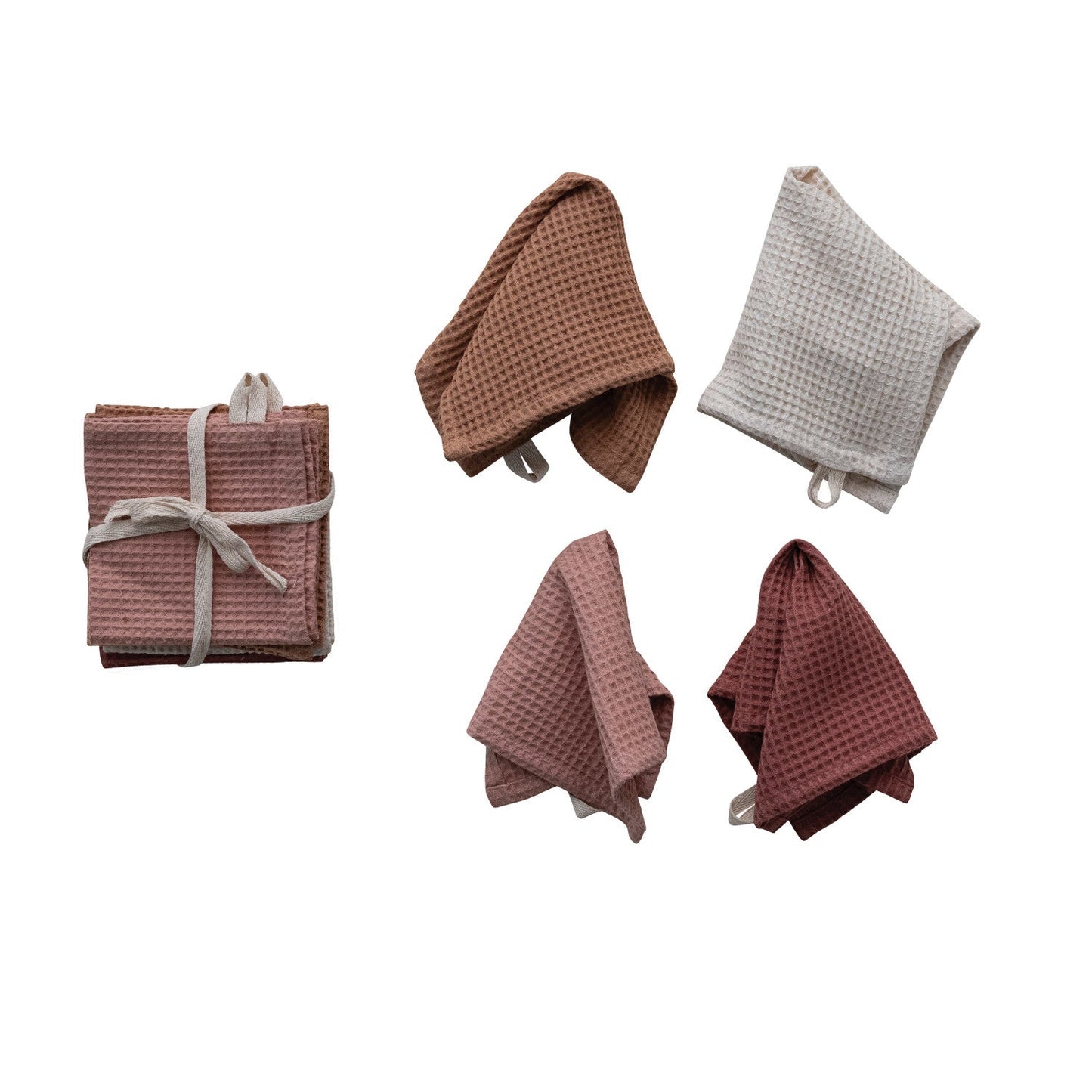 Woven Linen Waffle Dish Cloths Set